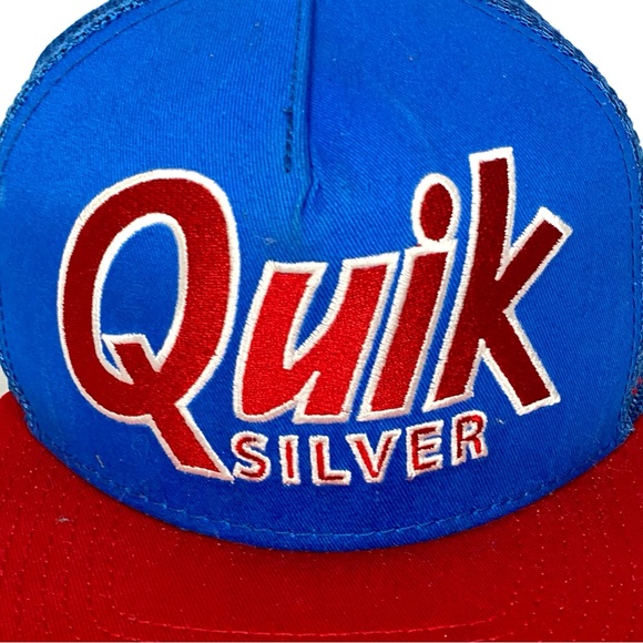 Quiksilver New Era Blue & Red Embroidered Spell Out Snap Back Trucker Hat Cap OS - Picture 3 of 8